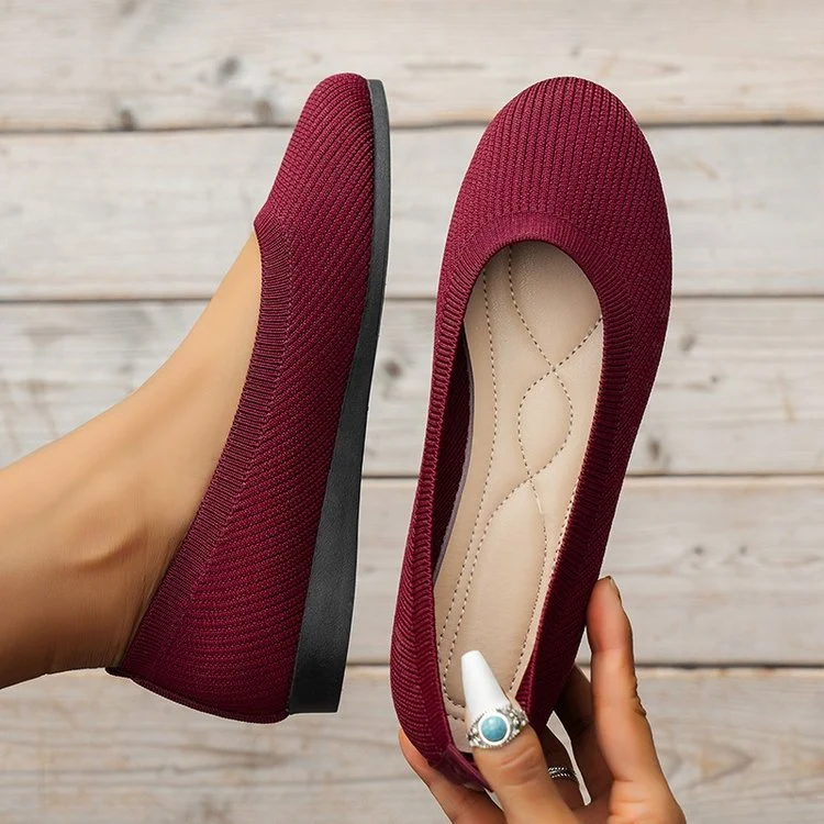 Damen Strick-Ballerinas mit elastischem Sitz