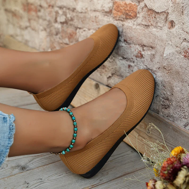 Damen Strick-Ballerinas mit elastischem Sitz