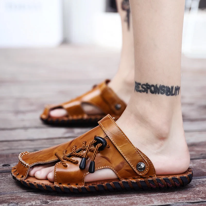 Herren Leder-Sandalen mit robustem Schnellschnürsystem