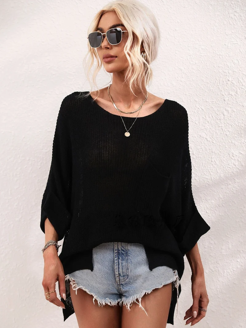 Damen lässiger Strickpullover mit lockerer Passform und modischem Oversized-Stil Nord Taschen