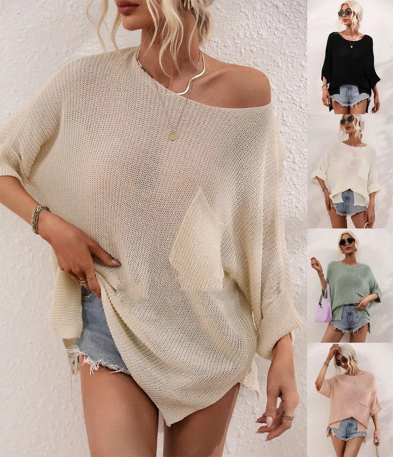 Damen lässiger Strickpullover mit lockerer Passform und modischem Oversized-Stil Nord Taschen