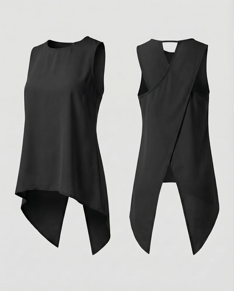 Damen Ärmelloses Longtop Rückenschlitz