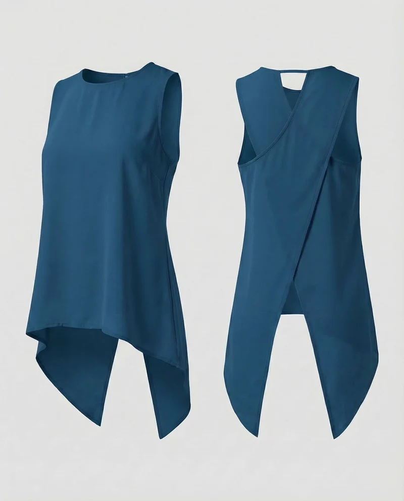 Damen Ärmelloses Longtop Rückenschlitz