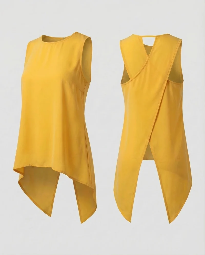 Damen Ärmelloses Longtop Rückenschlitz