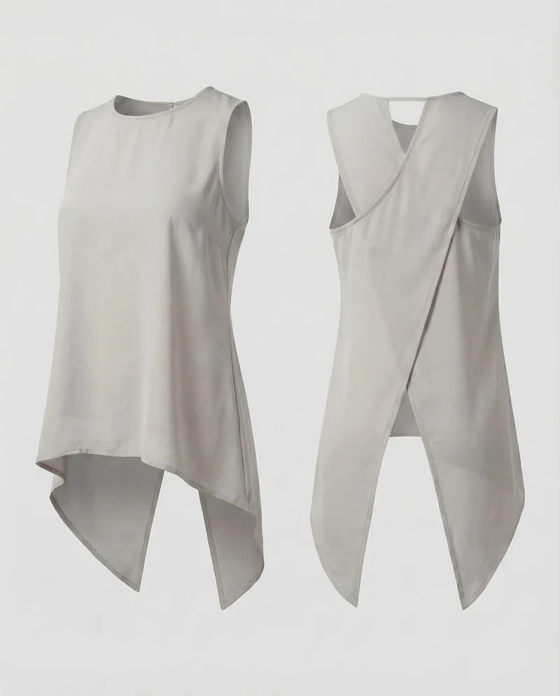 Damen Ärmelloses Longtop Rückenschlitz