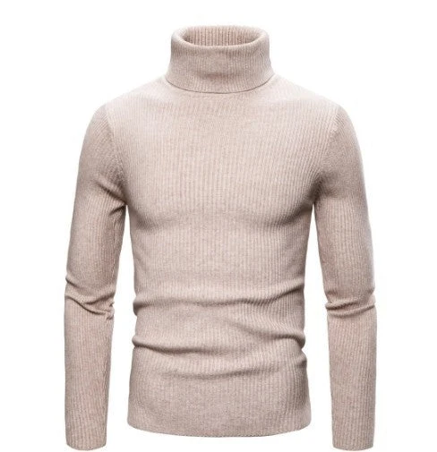 Herren Rollkragenpullover aus feinem Rippstrickmaterial
