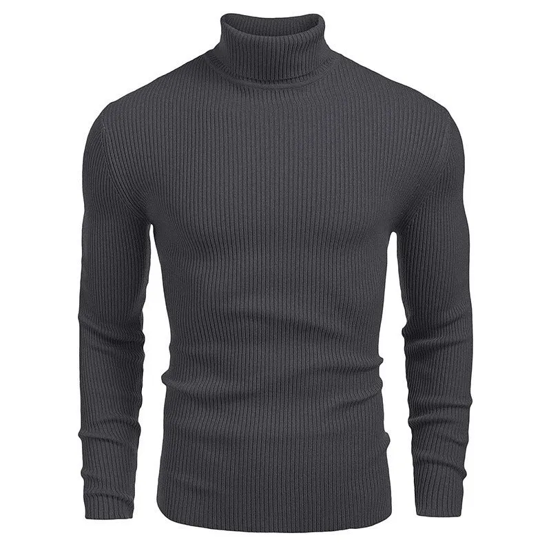 Herren Rollkragenpullover aus feinem Rippstrickmaterial