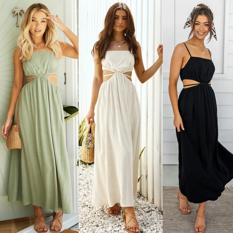 Damen Maxikleid mit modischen Cut-Outs und figurfreundlichem Design