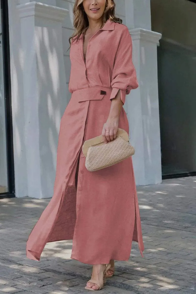 Klassisches Leinen-Maxi-Kleid