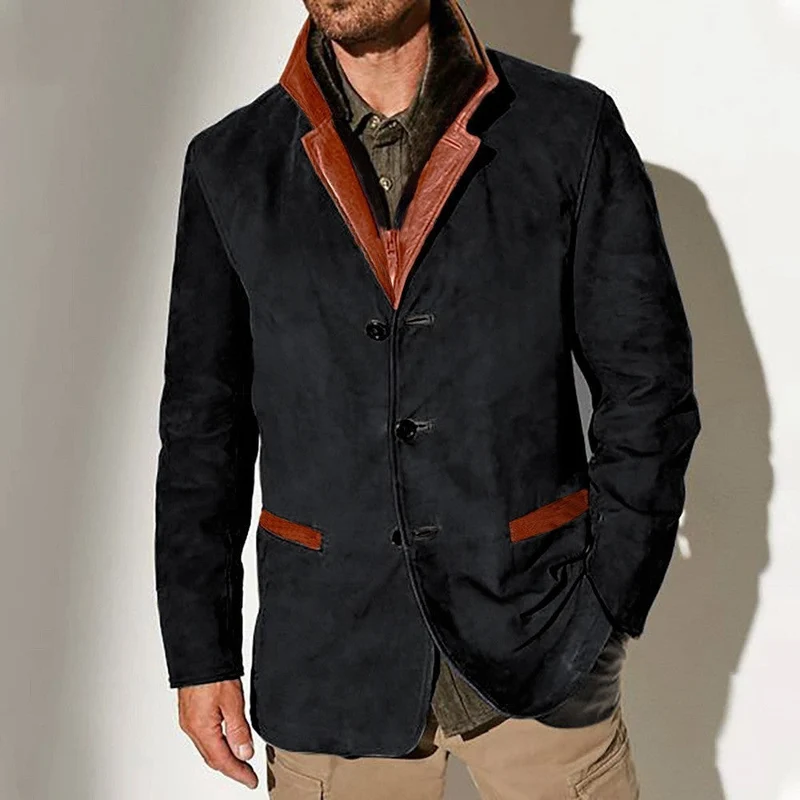Herren elegante Wildlederjacke mit Kontrastdetails