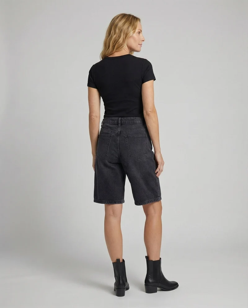 Damen Denim Bermuda Knielang