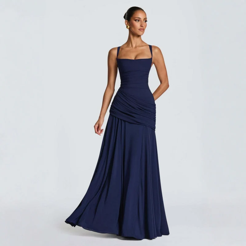 Damen Maxikleid mit dekorativen Rüschendetails und eleganter Taillierung