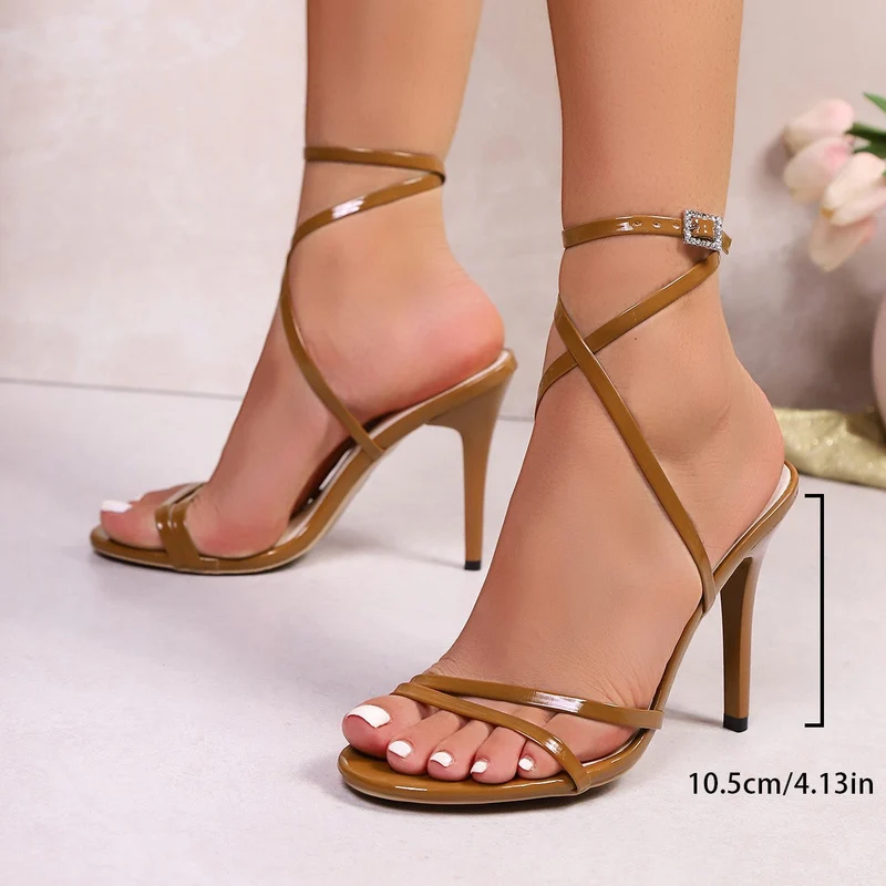 Damen Hochhackige Sandalen mit eleganten Riemen und funkelndem Schmuckdetail