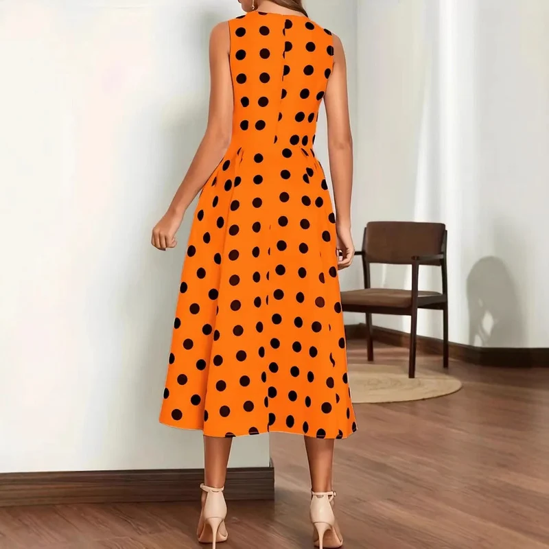 Damen A-Linie Kleid mit Polka-Dots