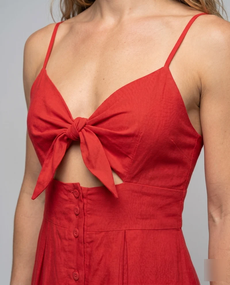 Damen Sommerliches Kleid mit raffiniertem Cut-Out und verspieltem Knoten