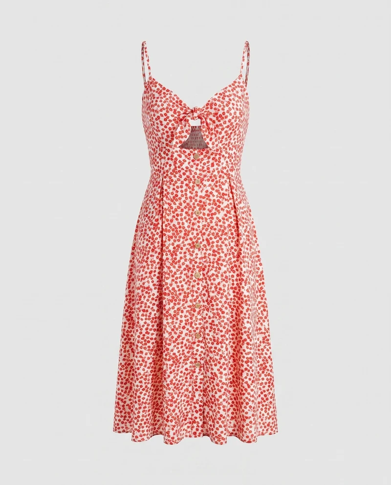 Damen Sommerliches Kleid mit raffiniertem Cut-Out und verspieltem Knoten