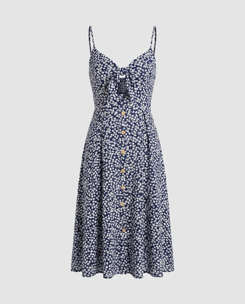 Damen Sommerliches Kleid mit raffiniertem Cut-Out und verspieltem Knoten