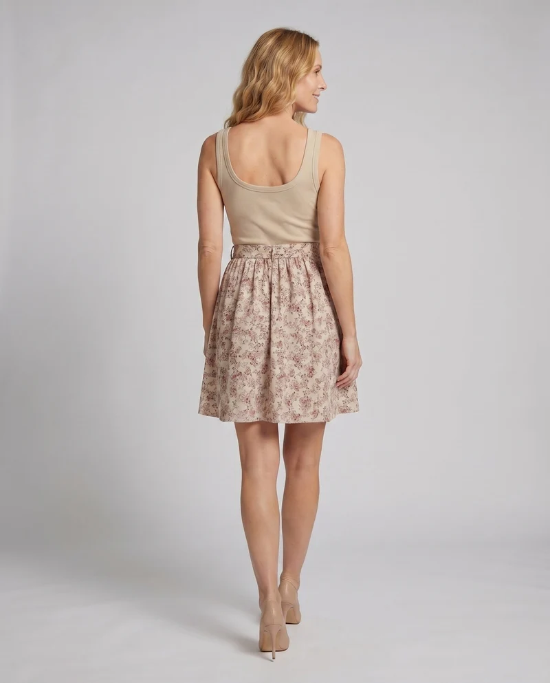 Damen Kurzkleid Bustier Unterbrustnaht Glockenrock