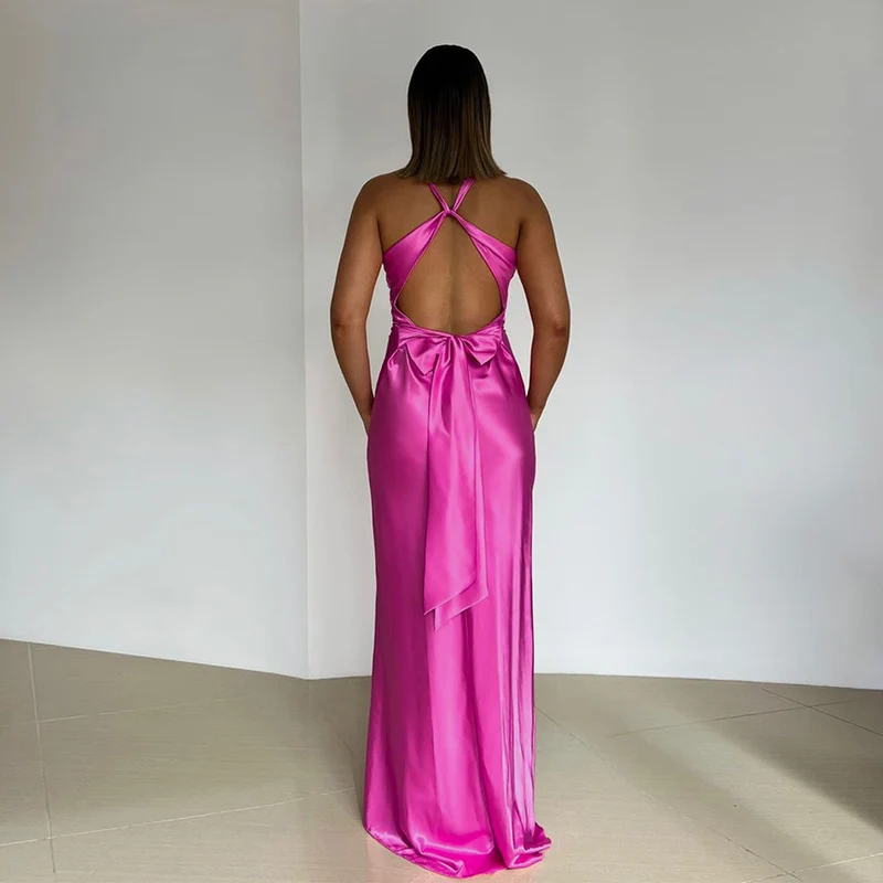 Persönlichkeit Slim Fit Satin Kleid Damen