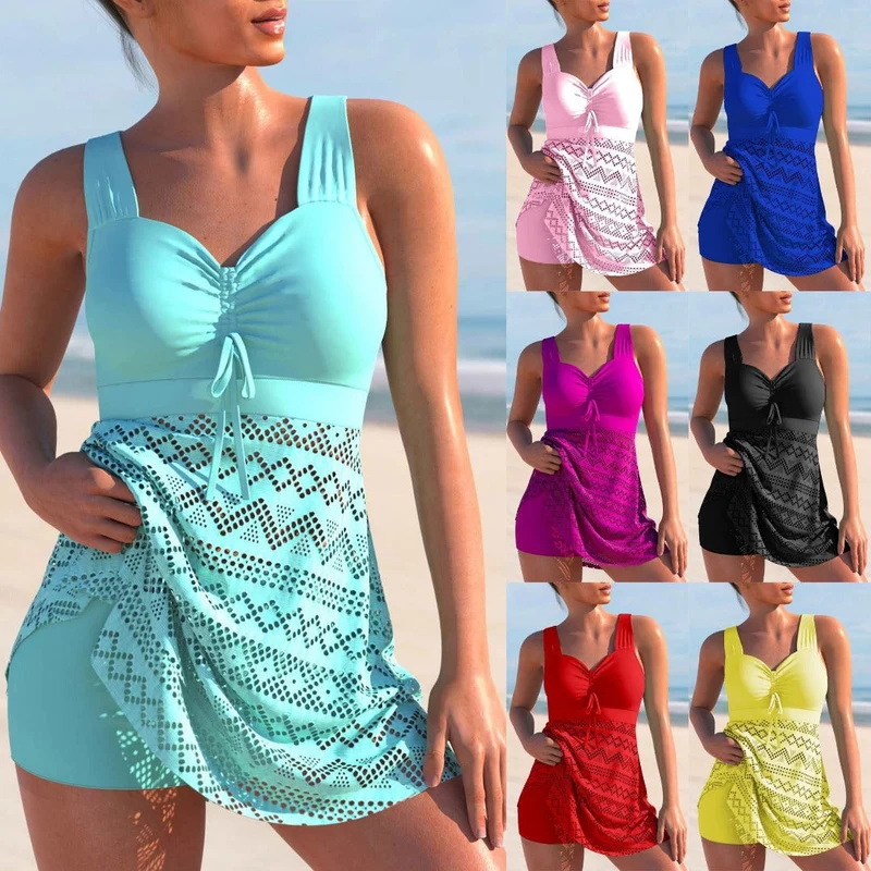 Gepolsterter Tankini Set Aus Badeanzug und Shorts