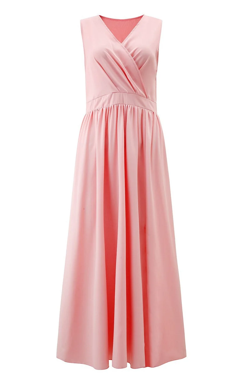 Damen Elegantes Maxikleid mit raffiniertem Wickeldesign und fließendem Stoff