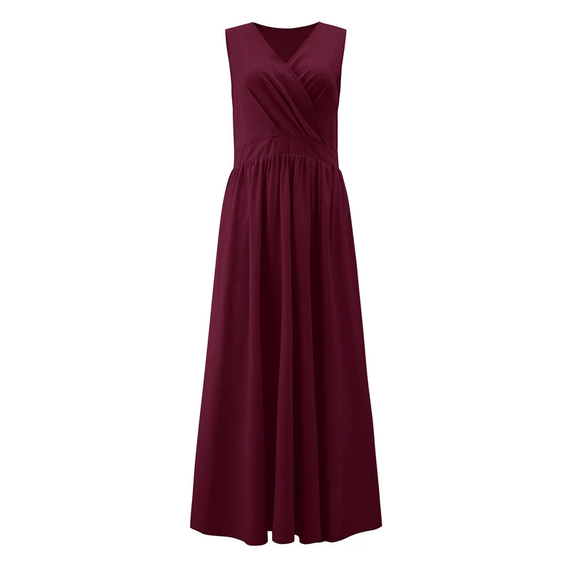 Damen Elegantes Maxikleid mit raffiniertem Wickeldesign und fließendem Stoff