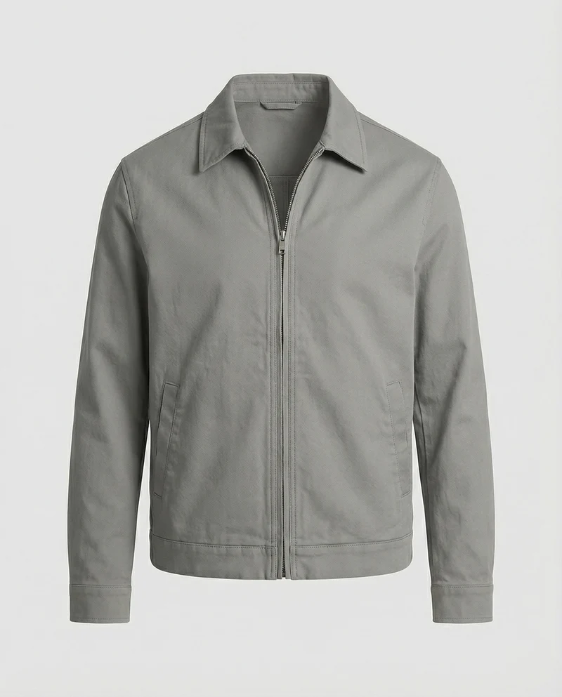 Herren kastige Zip-Jacke mit Hemdkragen und minimalistischen Teilungsnähten