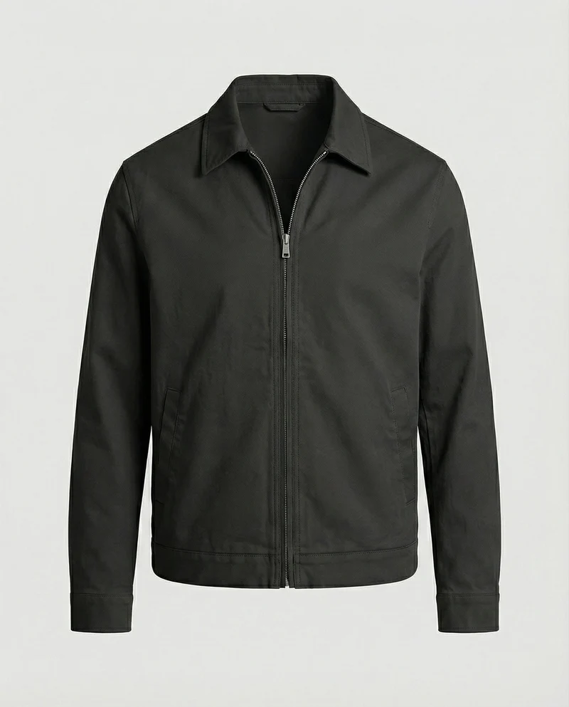 Herren kastige Zip-Jacke mit Hemdkragen und minimalistischen Teilungsnähten
