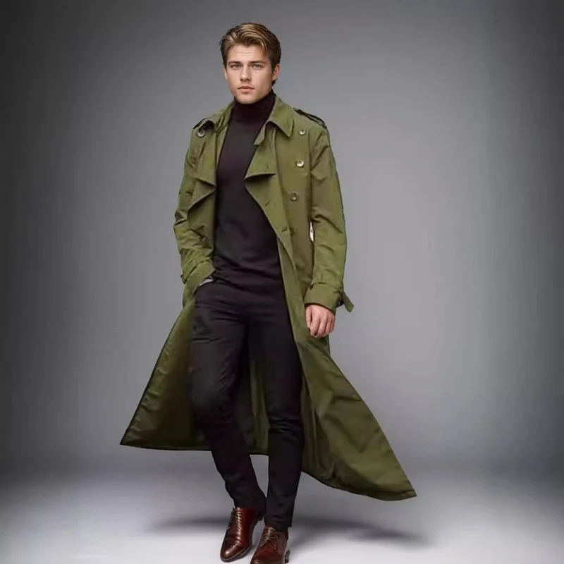 Herren Langer Trenchcoat