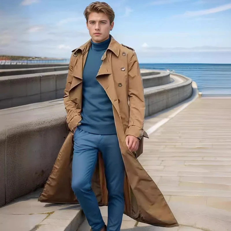 Herren Langer Trenchcoat
