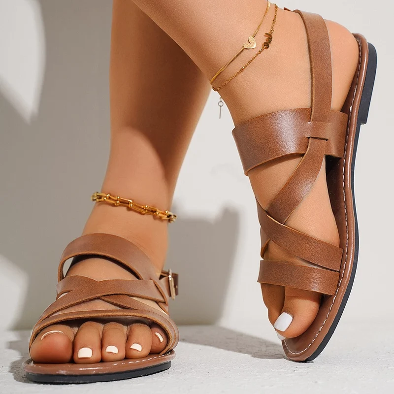 Damen Riemchen-Sandalen mit anatomischem Fußbett und geschwungenem Riemendesign