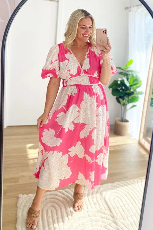 Real Love Print Puffärmel Maxi Kleid