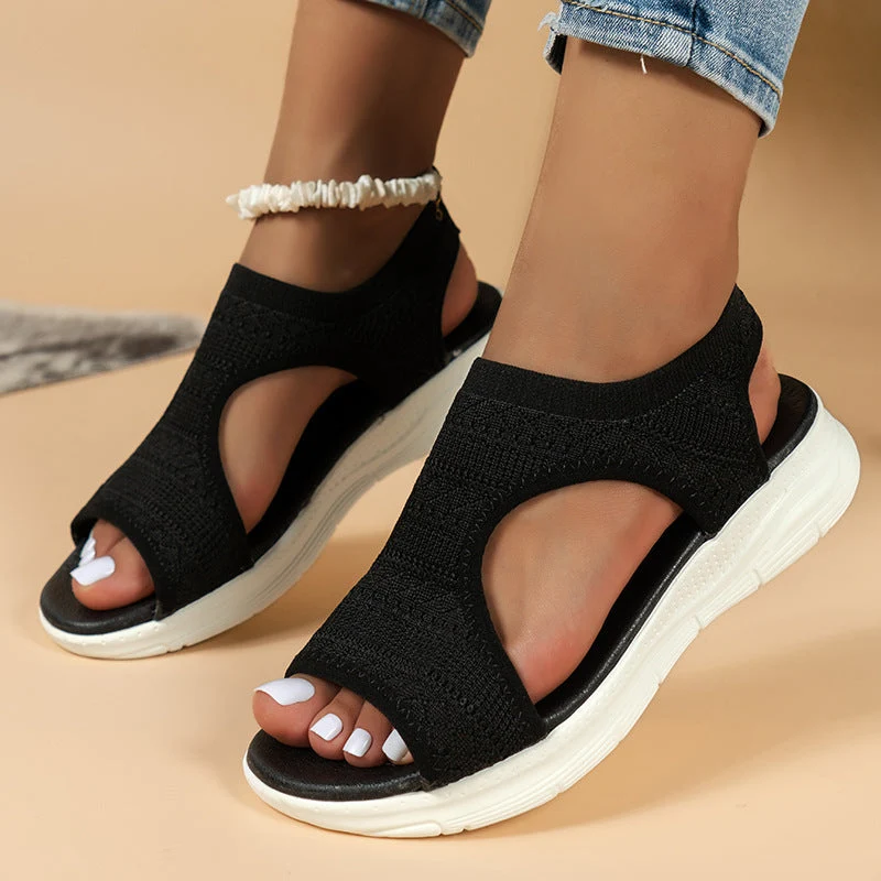 Damen Bequeme Offen-Toe-Sandalen mit elastischem Obermaterial und rutschfester Sohle Nord Taschen