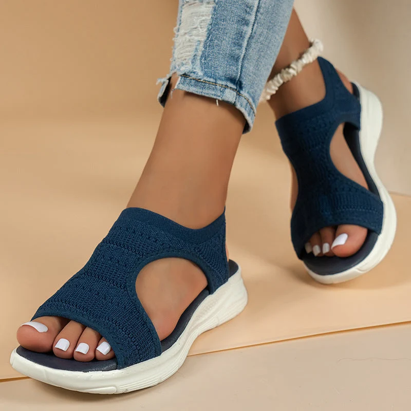 Damen Bequeme Offen-Toe-Sandalen mit elastischem Obermaterial und rutschfester Sohle Nord Taschen