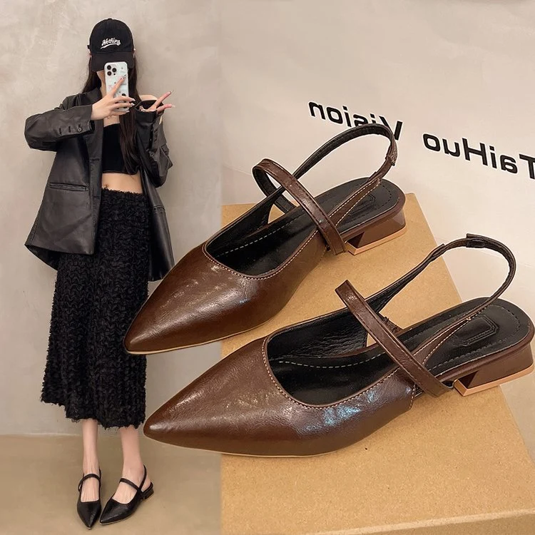Damen elegante Slingback-Ballerinas aus glänzendem Material