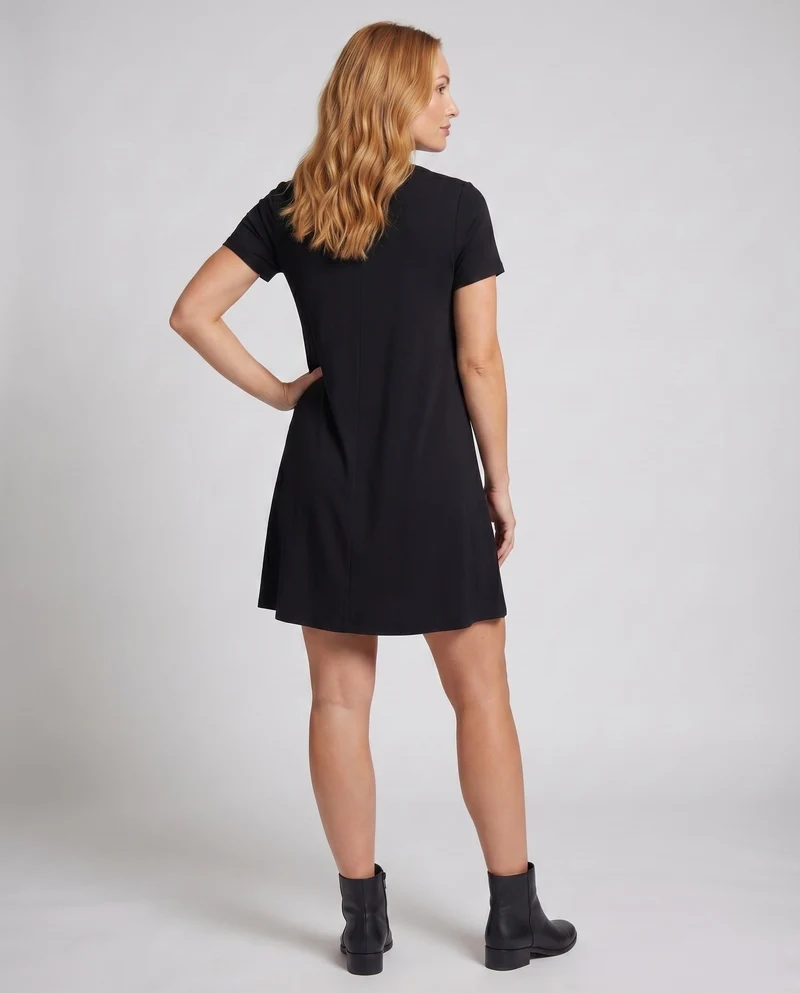 Damen T-Shirtkleid A-Linien-Swing Kurzarm Stretch