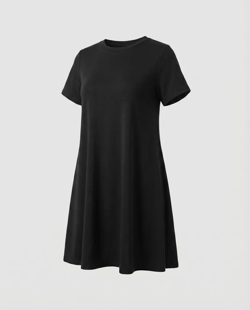 Damen T-Shirtkleid A-Linien-Swing Kurzarm Stretch