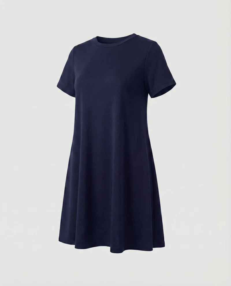 Damen T-Shirtkleid A-Linien-Swing Kurzarm Stretch