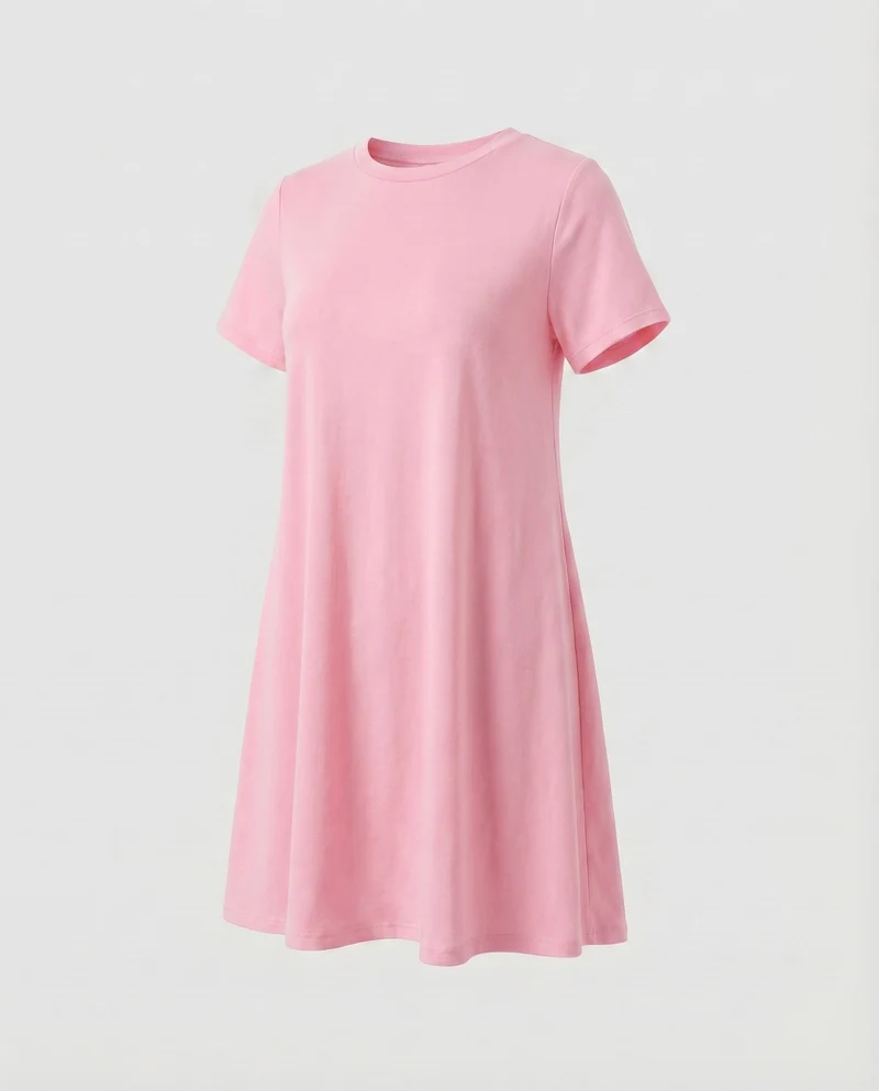 Damen T-Shirtkleid A-Linien-Swing Kurzarm Stretch