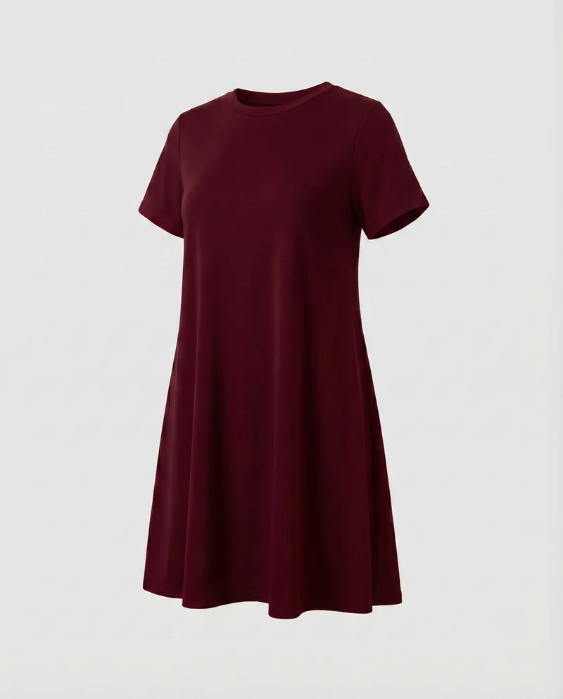 Damen T-Shirtkleid A-Linien-Swing Kurzarm Stretch
