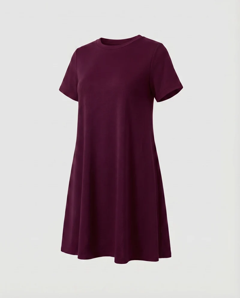 Damen T-Shirtkleid A-Linien-Swing Kurzarm Stretch