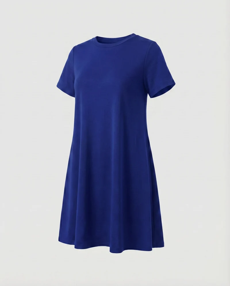 Damen T-Shirtkleid A-Linien-Swing Kurzarm Stretch