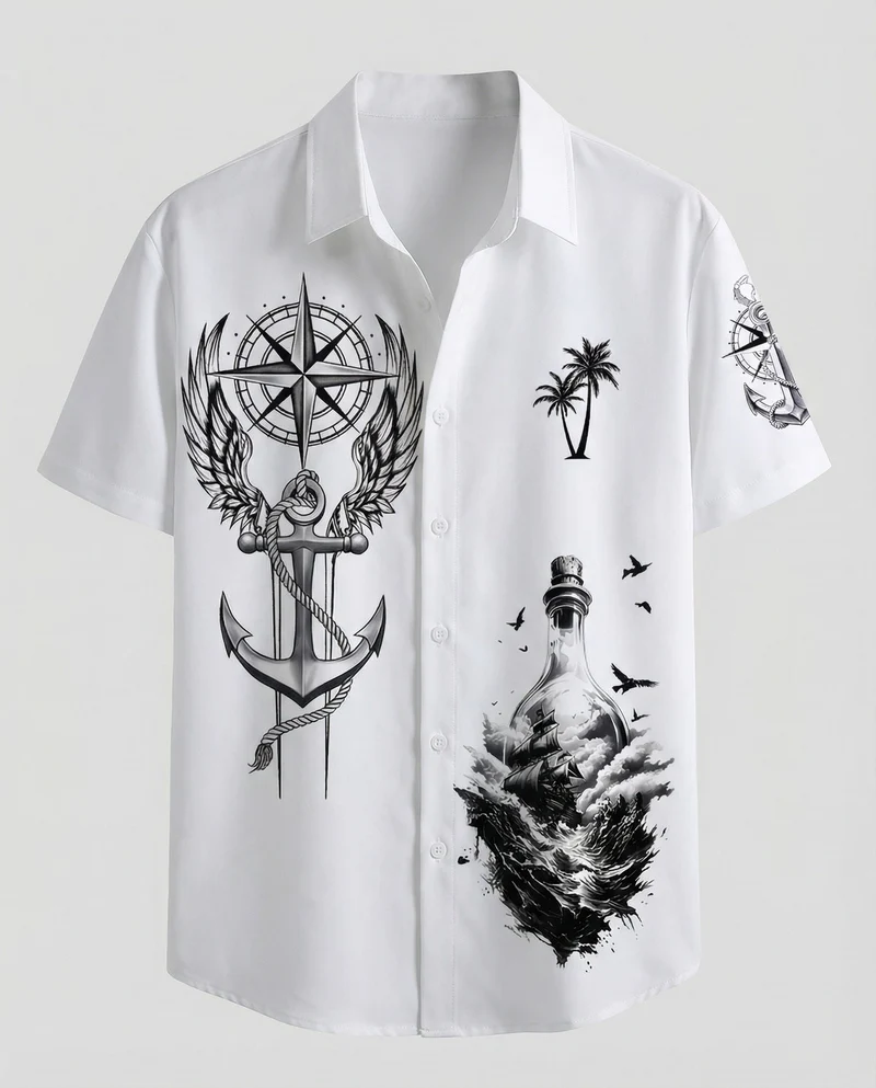 Herren Kurzarmhemd Hawaii Viskose