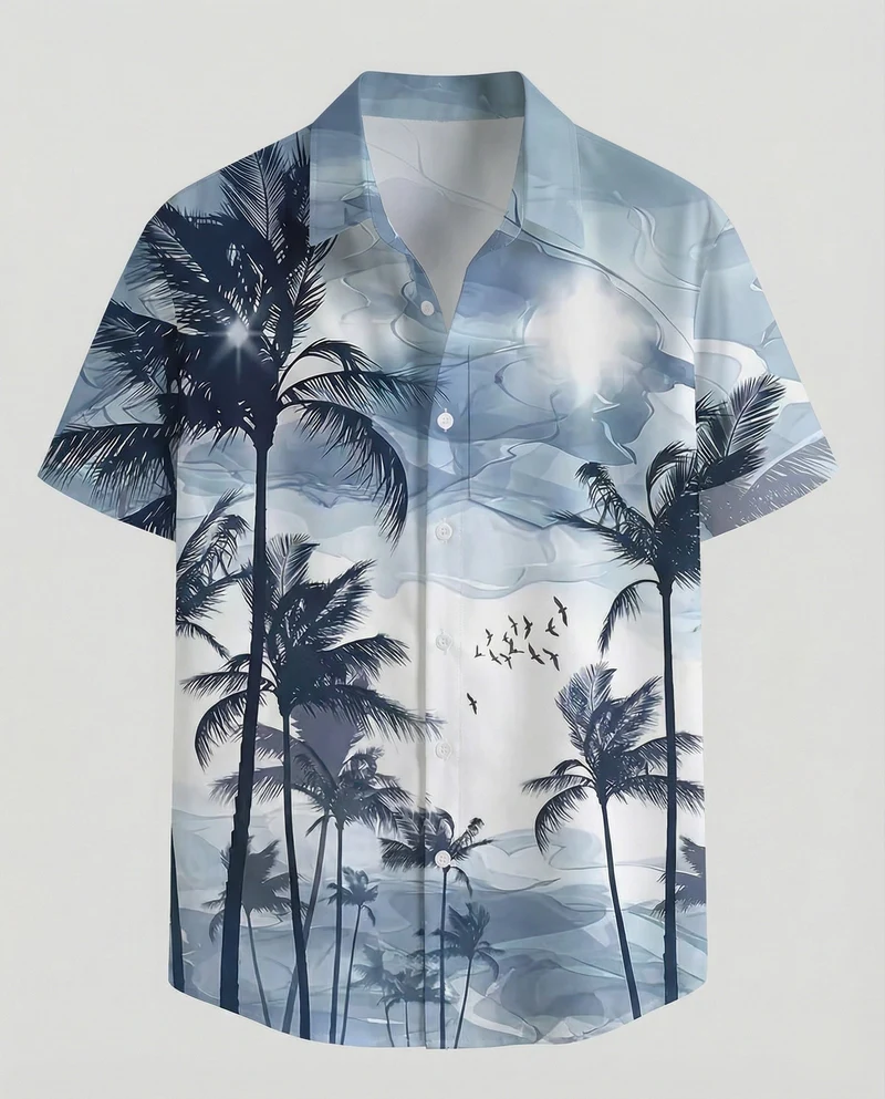 Herren Kurzarmhemd Hawaii Viskose