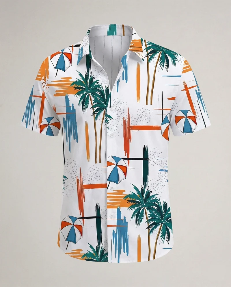 Herren Kurzarmhemd Hawaii Viskose