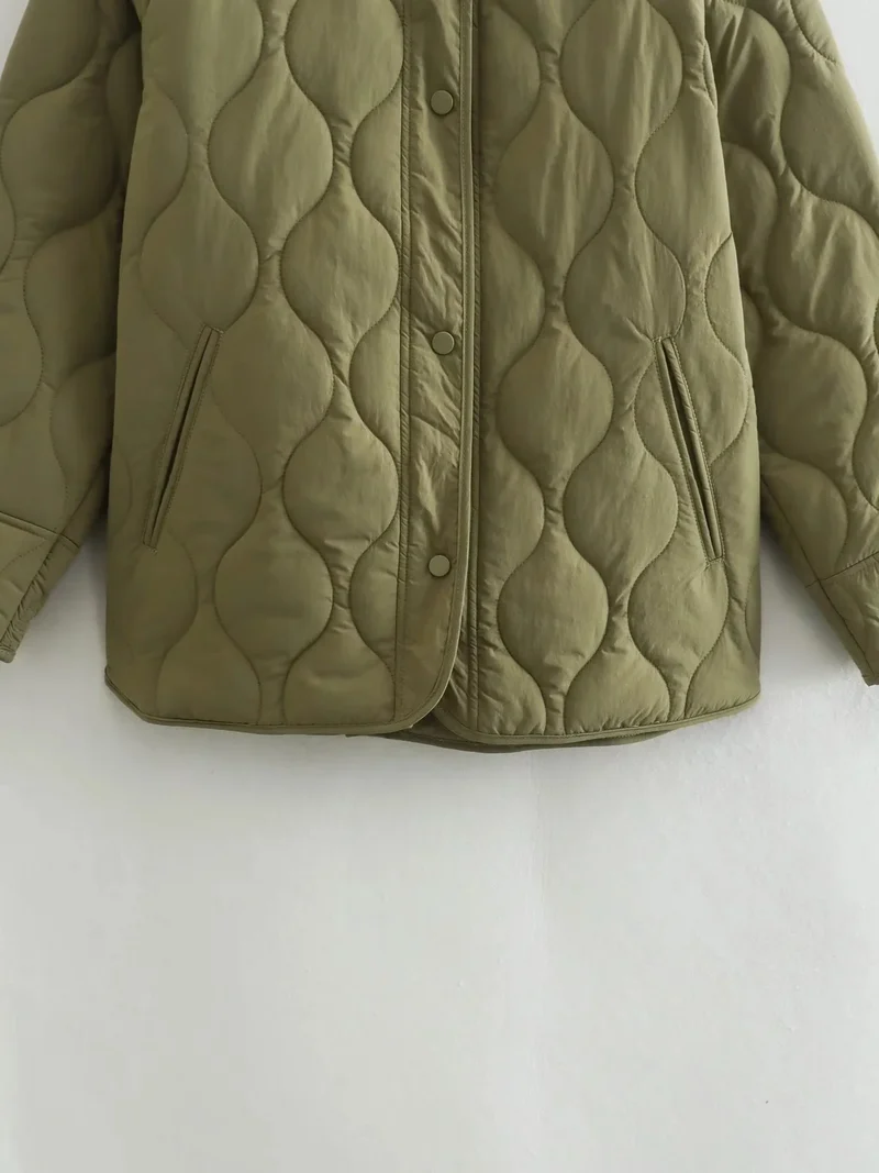 Gepolsterte Jacke Damen, Leichtes Übergröße Modell mit Taschen, Knopfverschluss