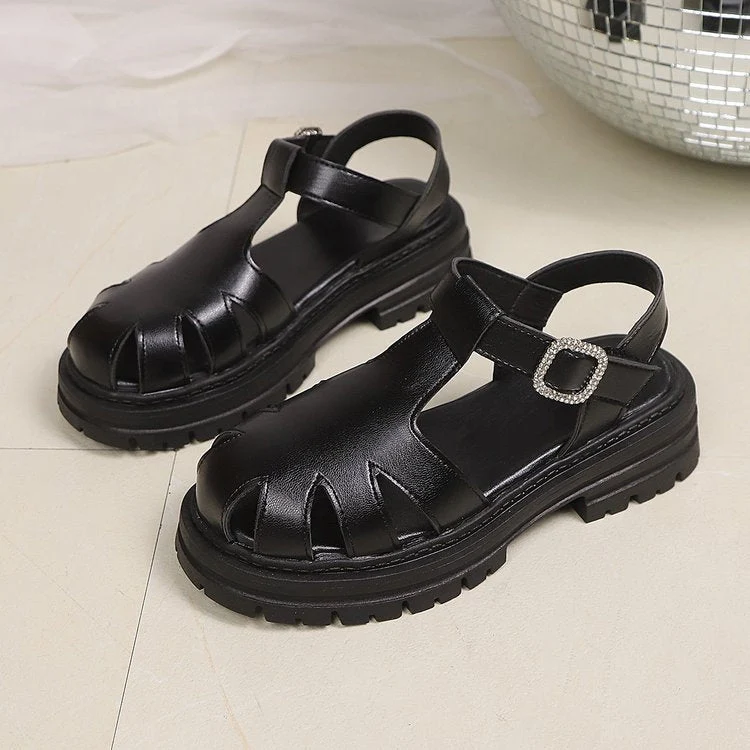 Damen komfortable Riemensandalen mit modischer Schnallenverzierung