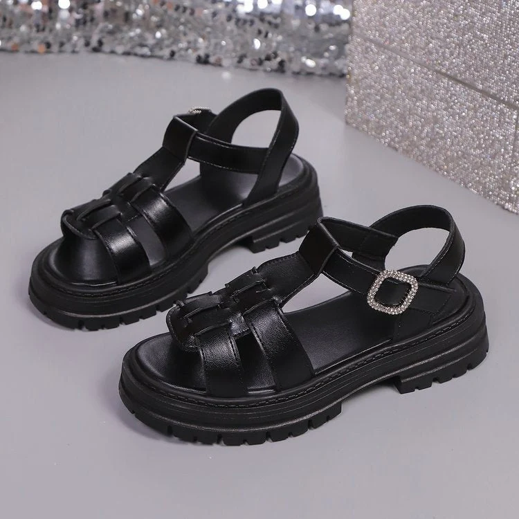 Damen komfortable Riemensandalen mit modischer Schnallenverzierung