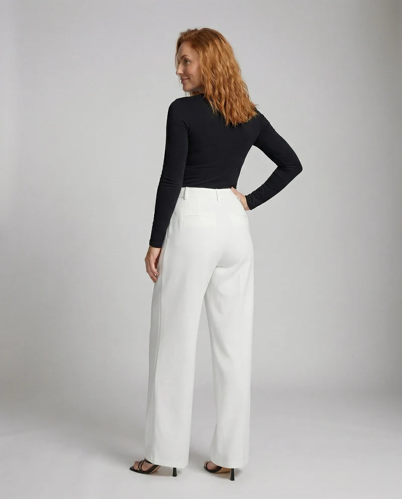 Damen nan Bundfaltenhose im weiten Palazzo-Schnitt mit hoher Taille und Bügelfalte - Arvani
