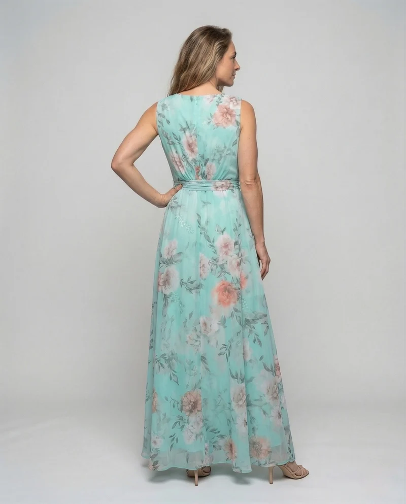 Damen Wickel Maxikleid aus Chiffon